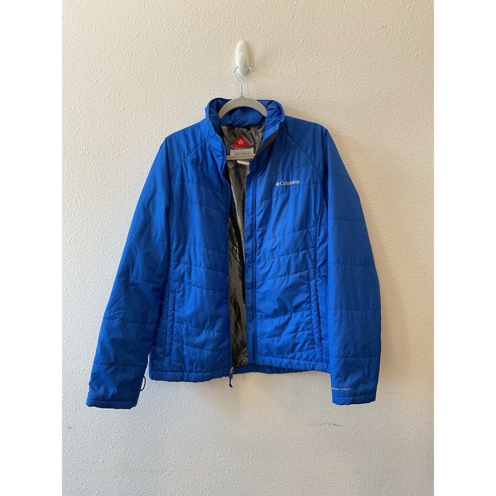Columbia Jacket Mens L Blue Puffer Full Zip Omni Heat Outdoors Adult‎